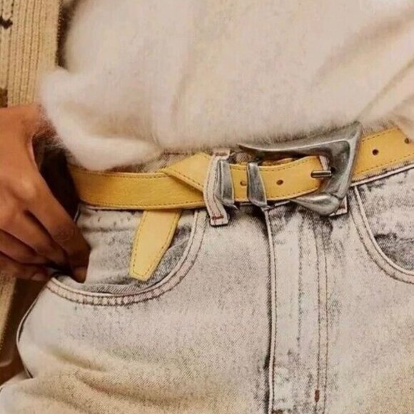 FREE PEOPLE Billie Leather Belt In Honey (size S/M) NWT - Picture 1 of 6